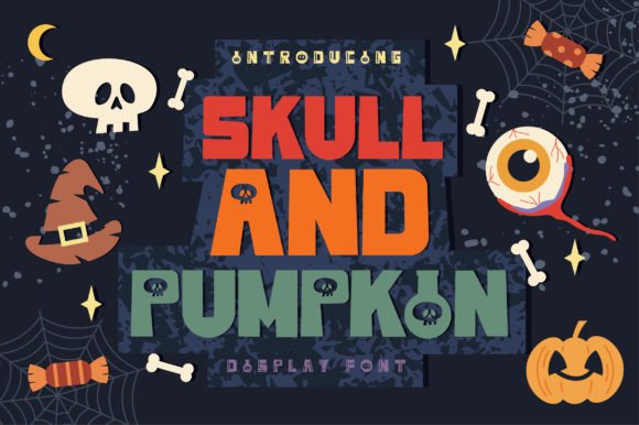 Skull and Pumpkin Display Font for Halloween Editorial Design